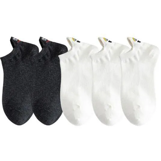 5 Pairs/Pack Embroidered Happy Mood Expressions Women Socks