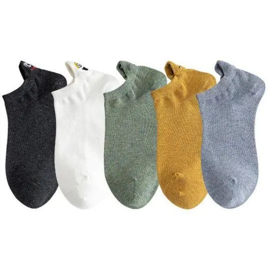 5 Pairs/Pack Embroidered Happy Mood Expressions Women Socks