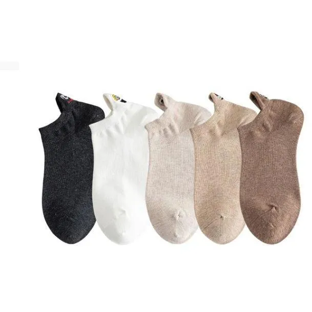 5 Pairs/Pack Embroidered Happy Mood Expressions Women Socks