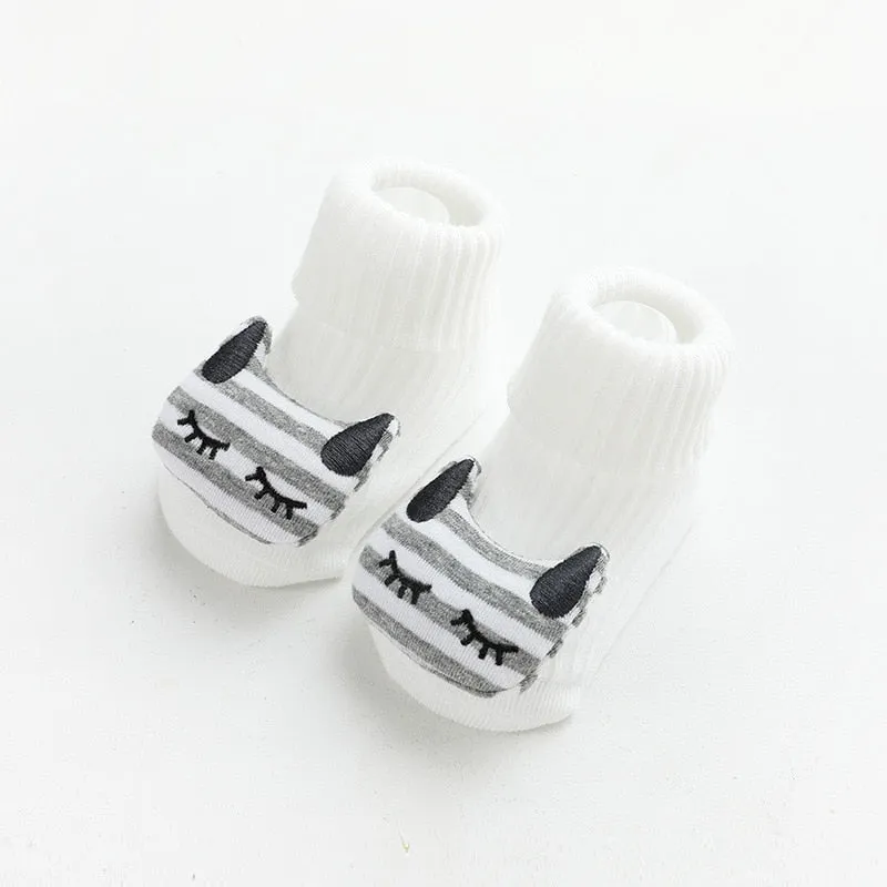Autumn Winter Soft Cotton Baby Girls Socks Newborn Cartoon Animal Baby
