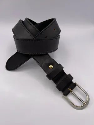 Blondish Black Handmade Leather Belt with Silver Adornment for Women