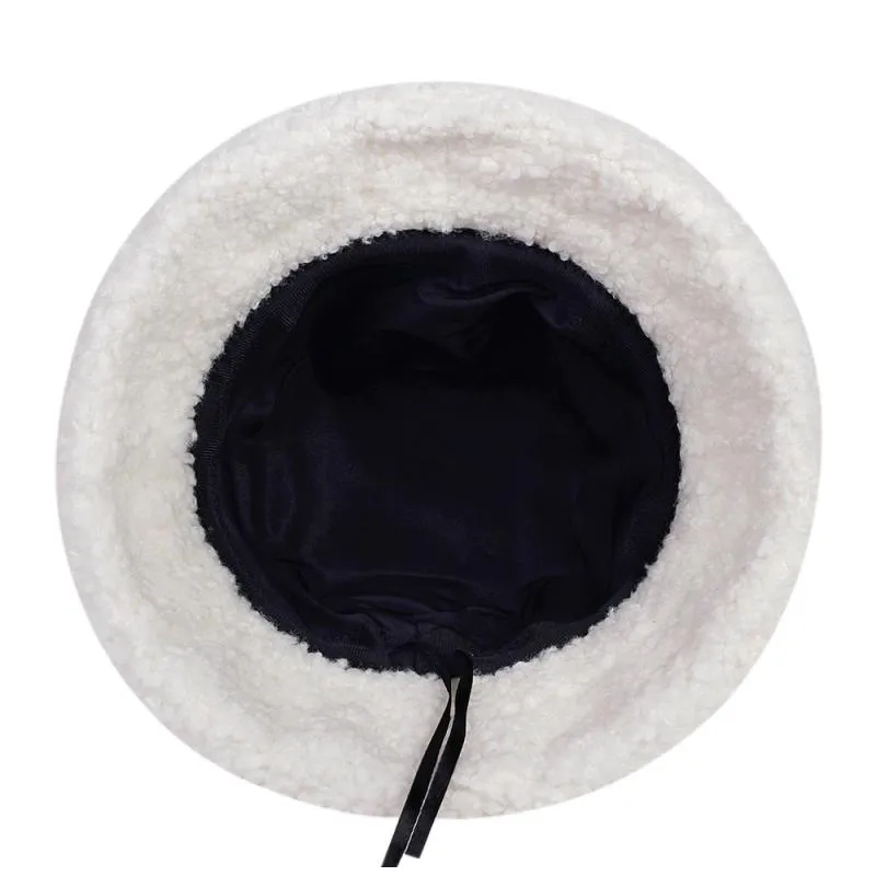 Borg Fabric Winter Warm Arrow Symbol Printed Bucket Hats For Women