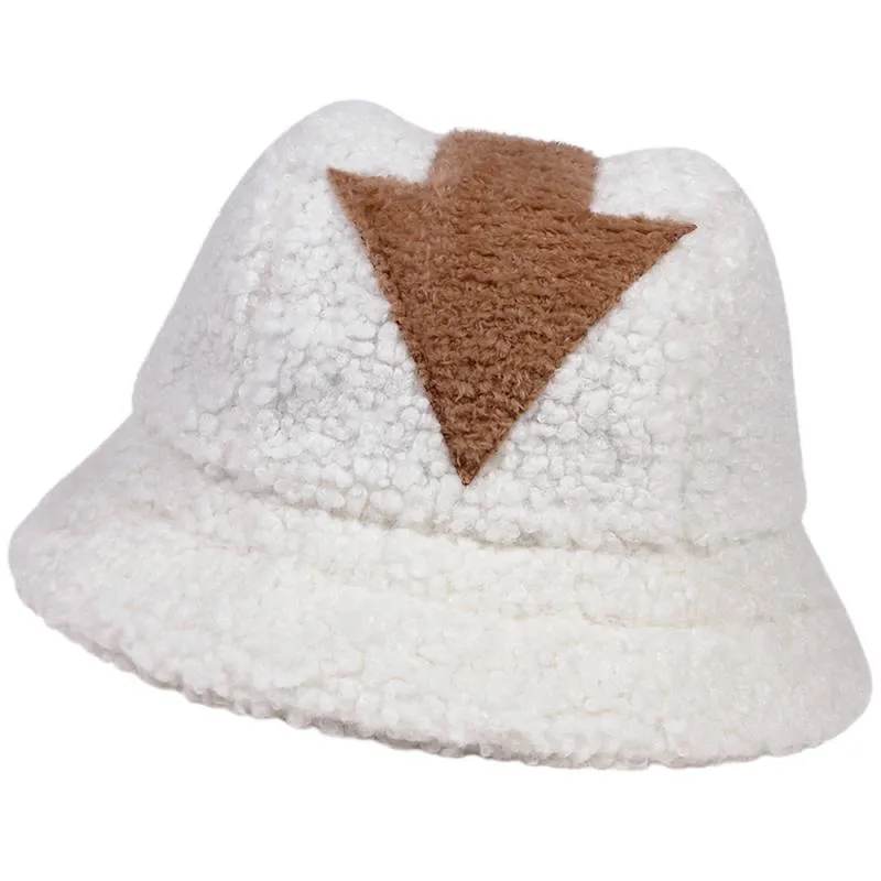Borg Fabric Winter Warm Arrow Symbol Printed Bucket Hats For Women