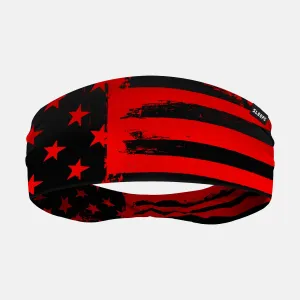 Brushed Red Tactical USA Flag Double-Side Wide Headband