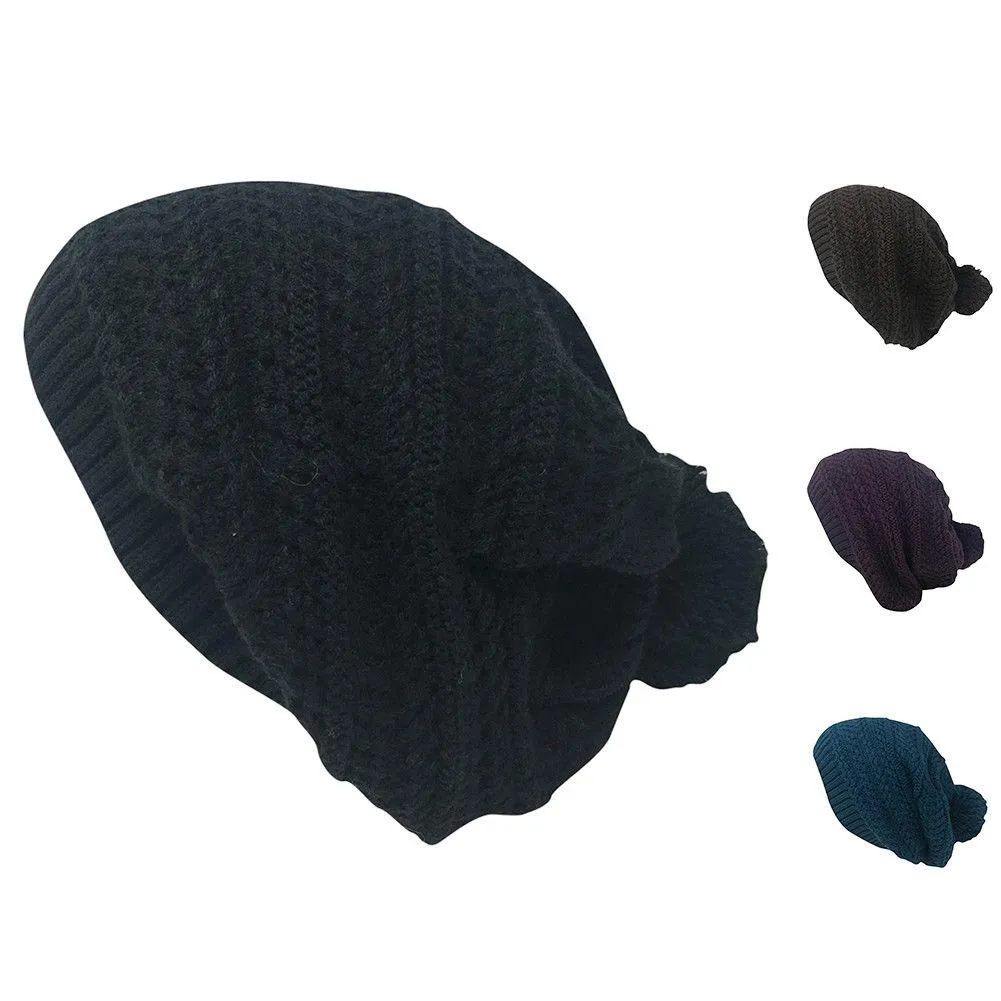Casaba Warm Beanies French Beret Braided Knit with Pom Hats Caps for Women