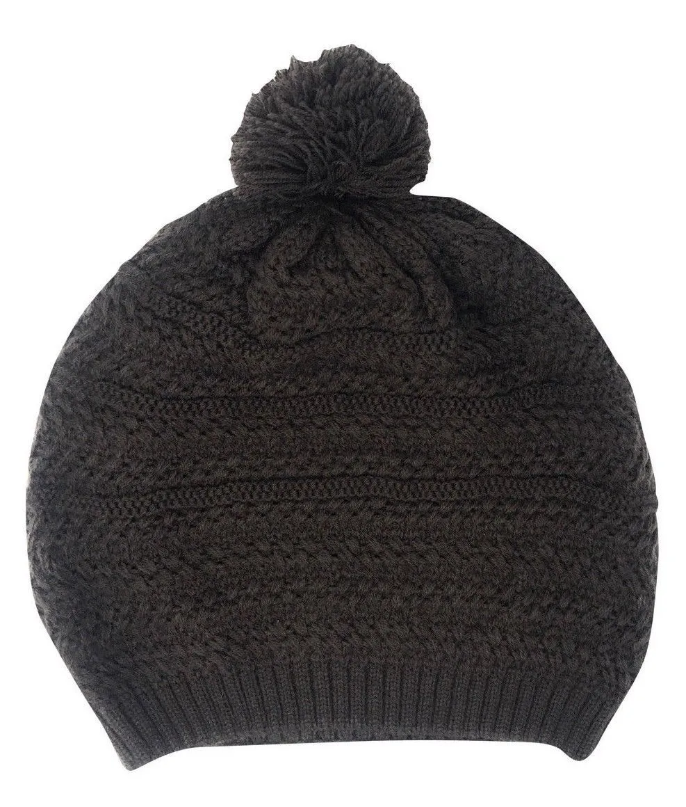 Casaba Warm Beanies French Beret Braided Knit with Pom Hats Caps for Women