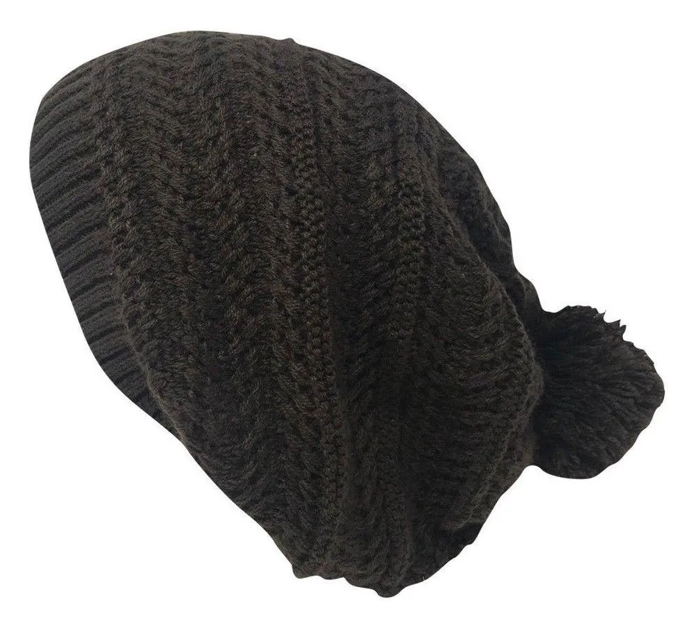 Casaba Warm Beanies French Beret Braided Knit with Pom Hats Caps for Women