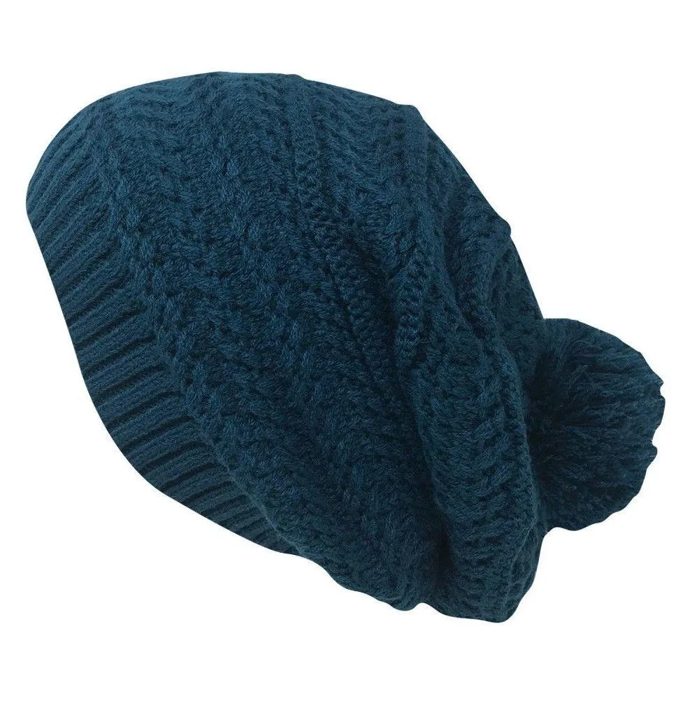 Casaba Warm Beanies French Beret Braided Knit with Pom Hats Caps for Women
