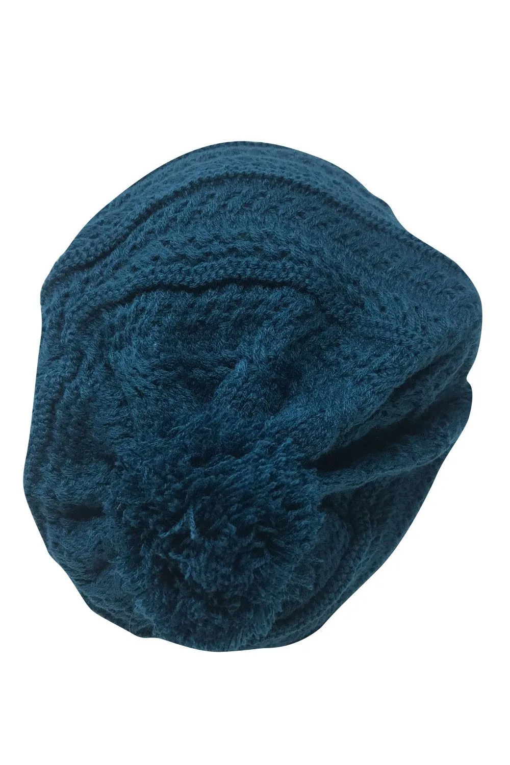 Casaba Warm Beanies French Beret Braided Knit with Pom Hats Caps for Women