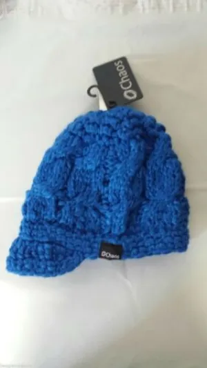 Chaos Missy Visor Beanie 100% Acrylic Knit Winter / Cold Weather Hat Blue