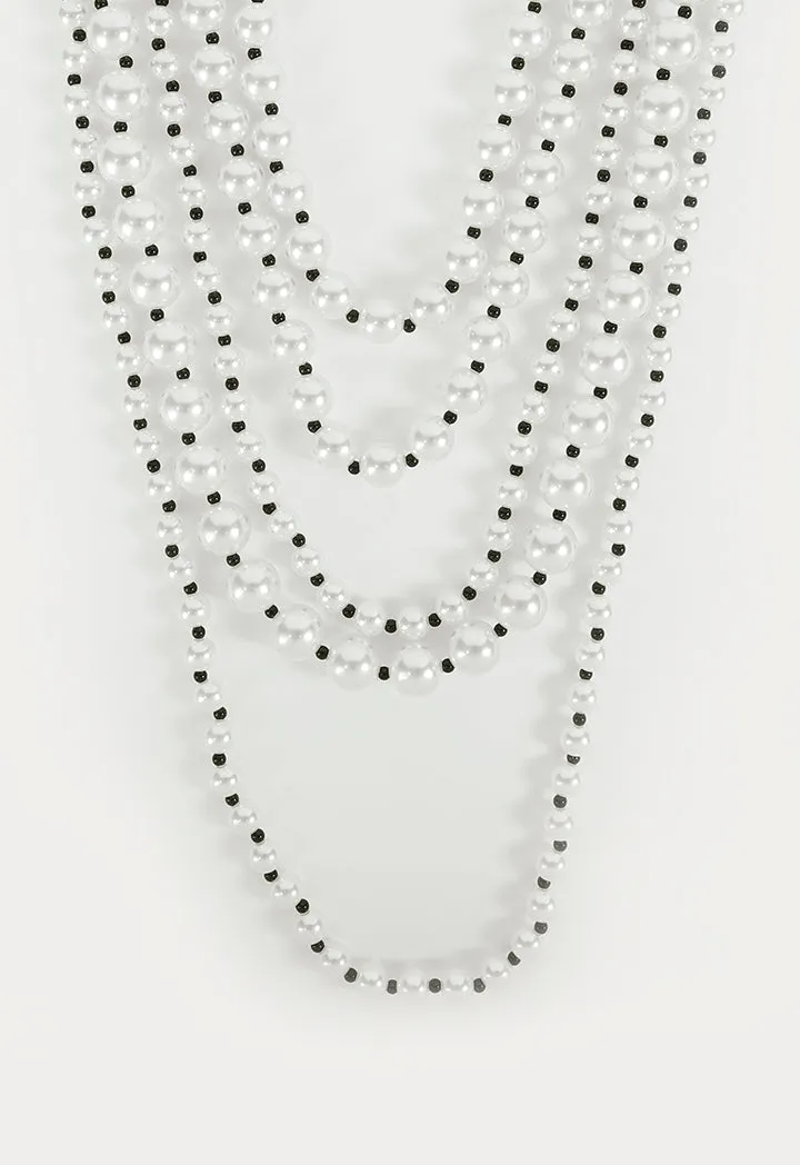 Choice Classic Contrast Beaded Necklace White