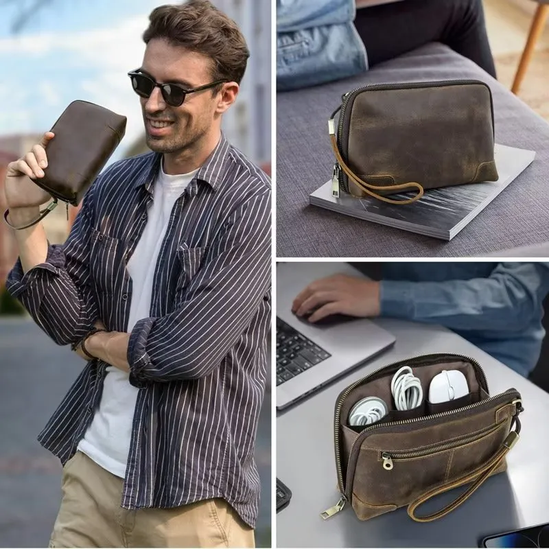 CowLuxe Stylish Leather Men's Accessory Bag