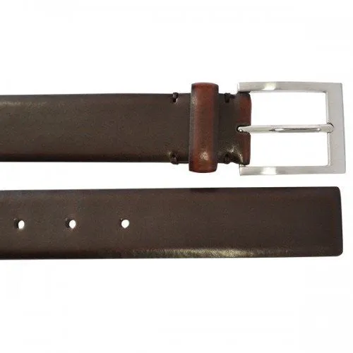 DARIO - Mens Dark Chocolate Leather Dress Belt