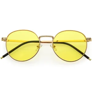 Elegant Chic Ultra Thin Metal Accented Circular Round Sunglasses D253