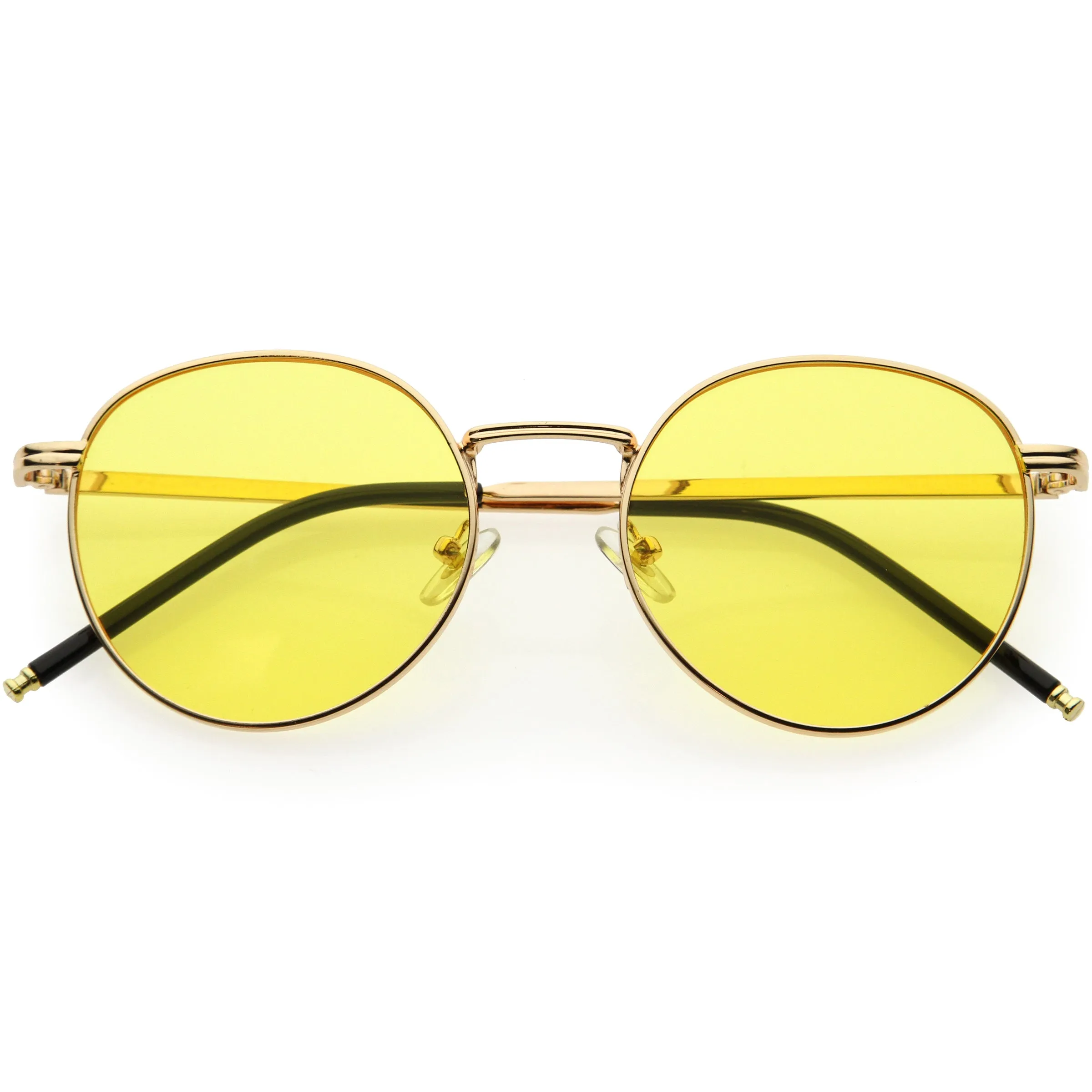 Elegant Chic Ultra Thin Metal Accented Circular Round Sunglasses D253