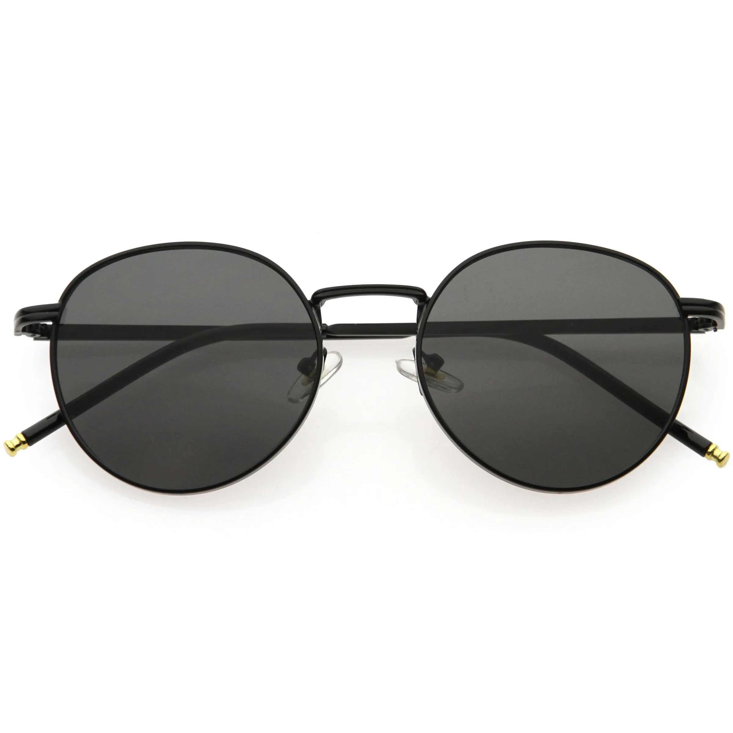 Elegant Chic Ultra Thin Metal Accented Circular Round Sunglasses D253