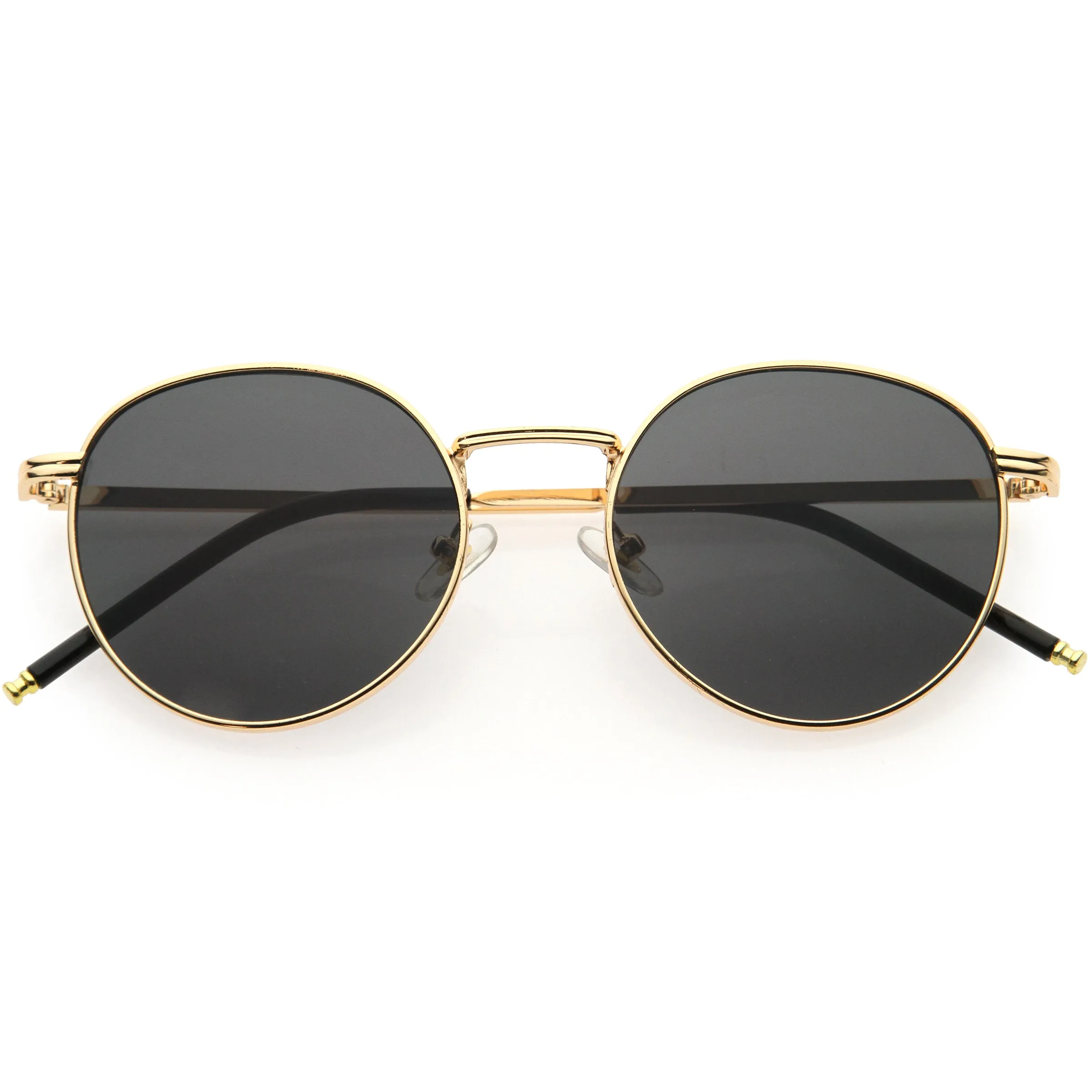 Elegant Chic Ultra Thin Metal Accented Circular Round Sunglasses D253