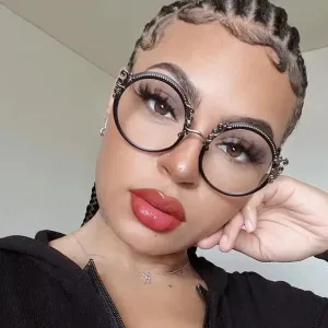 Estelle Vintage Carved Round Blue Light Glasses