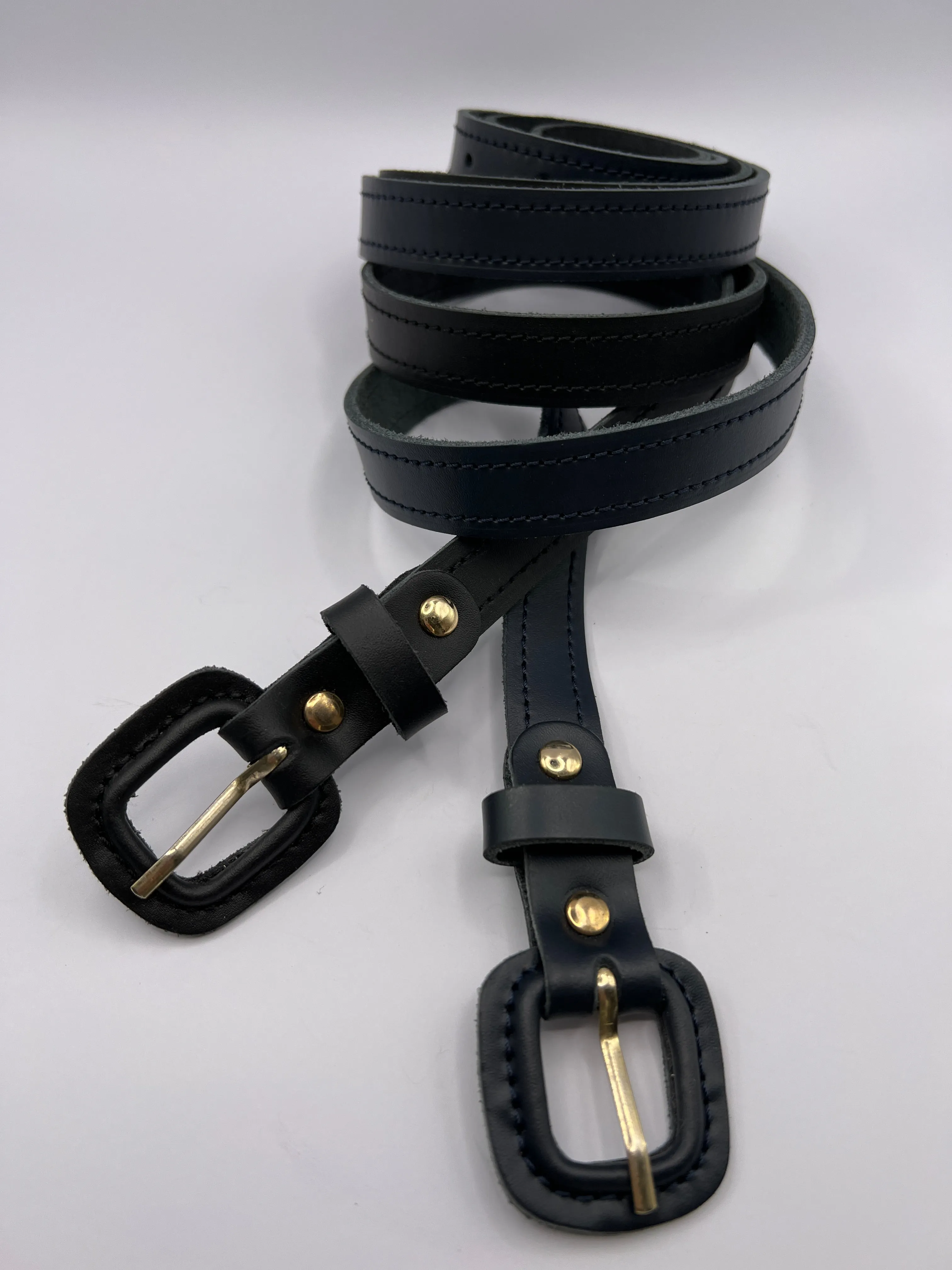 Finest Black and Marine Belt with Gold Adornment (pack of 2)