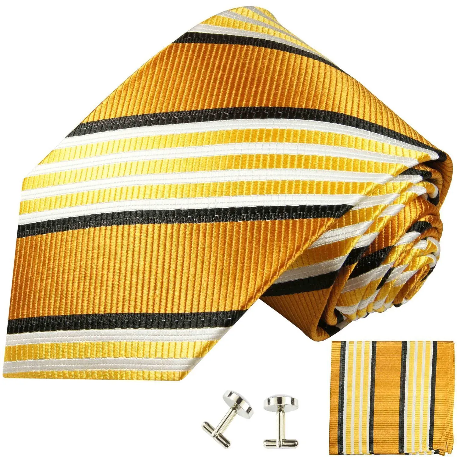 Gold and Bronze Striped Necktie Set