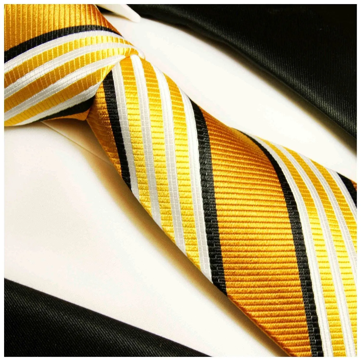 Gold and Bronze Striped Necktie Set