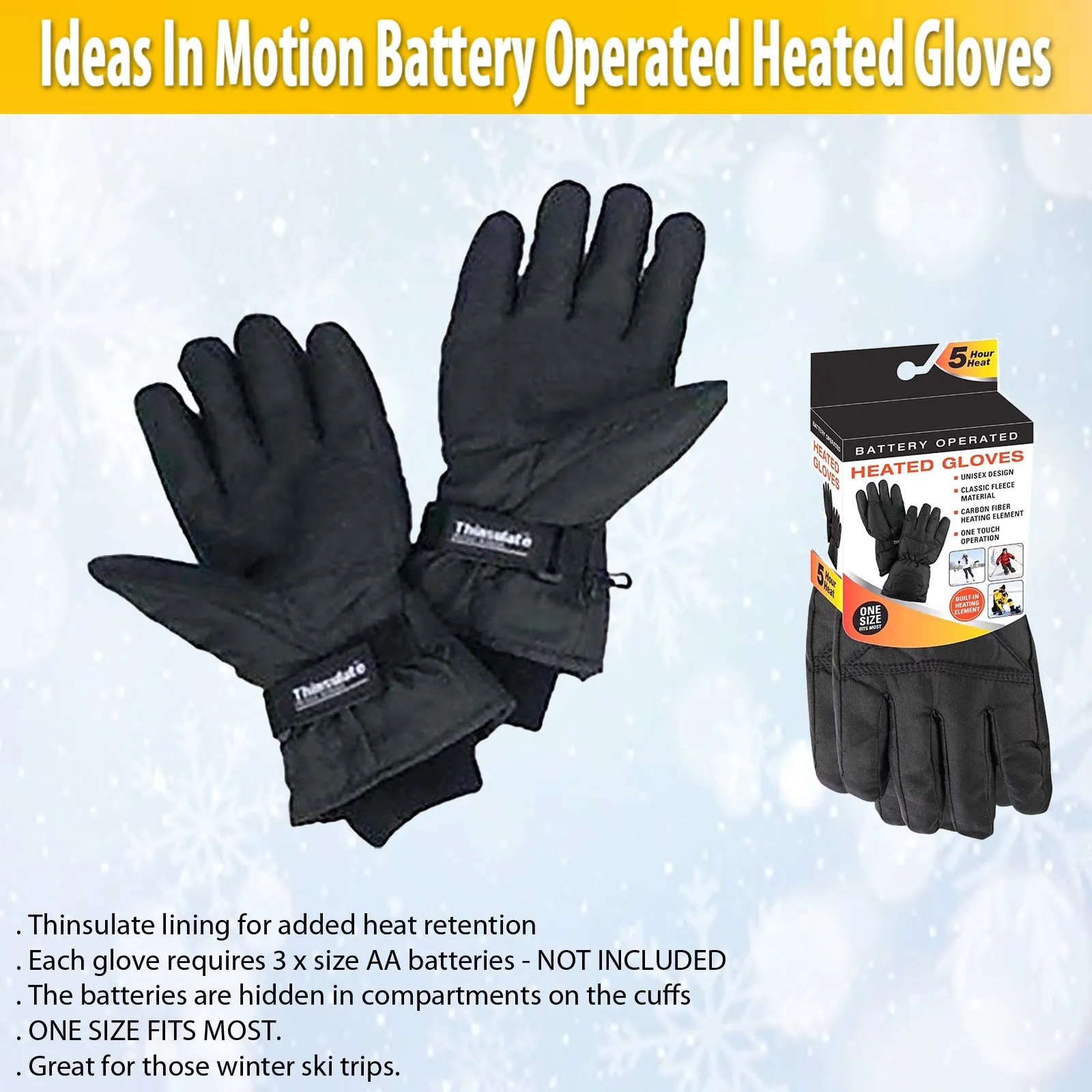 Ideas In Motion Battery Operated Heated Gloves - Warmth at Your Fingertips