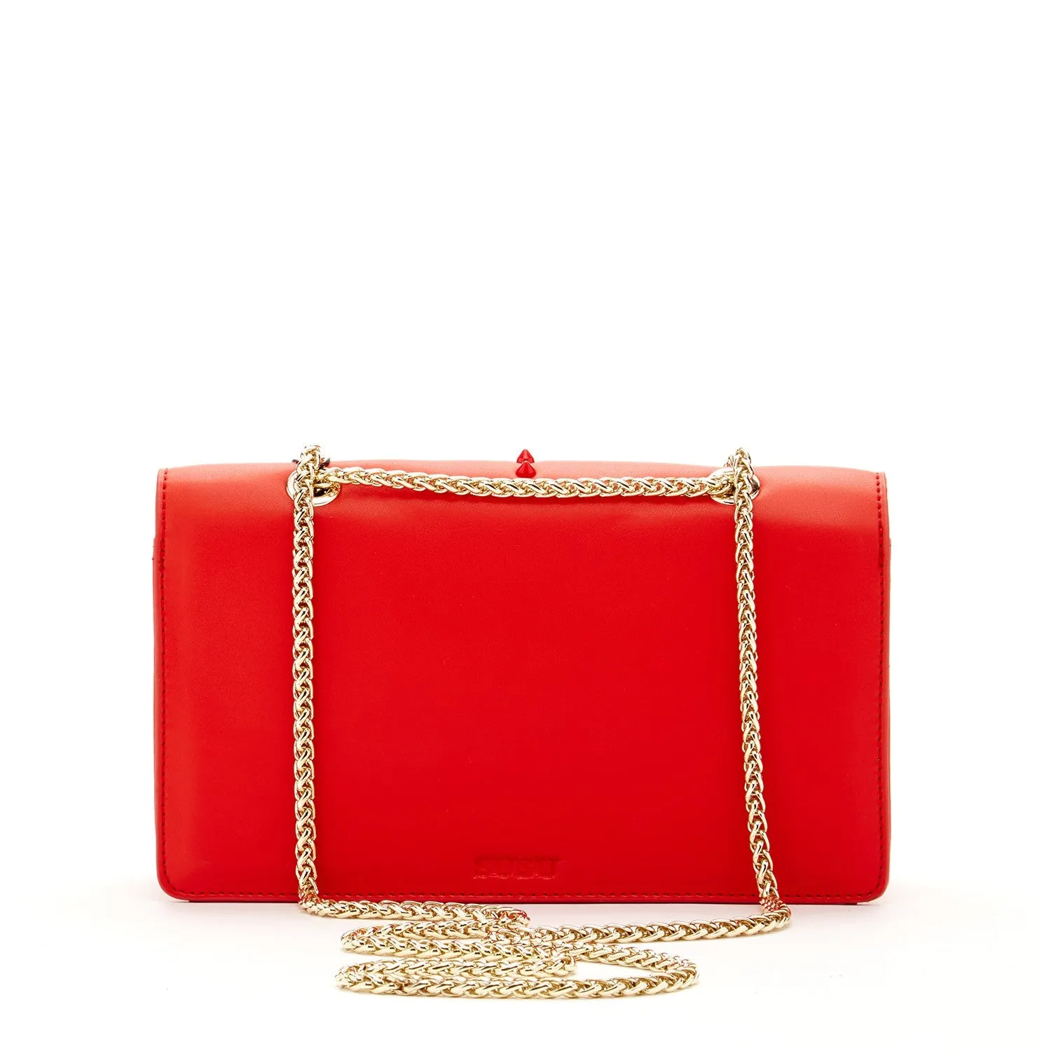 Josie Red Leather Purse With Chain