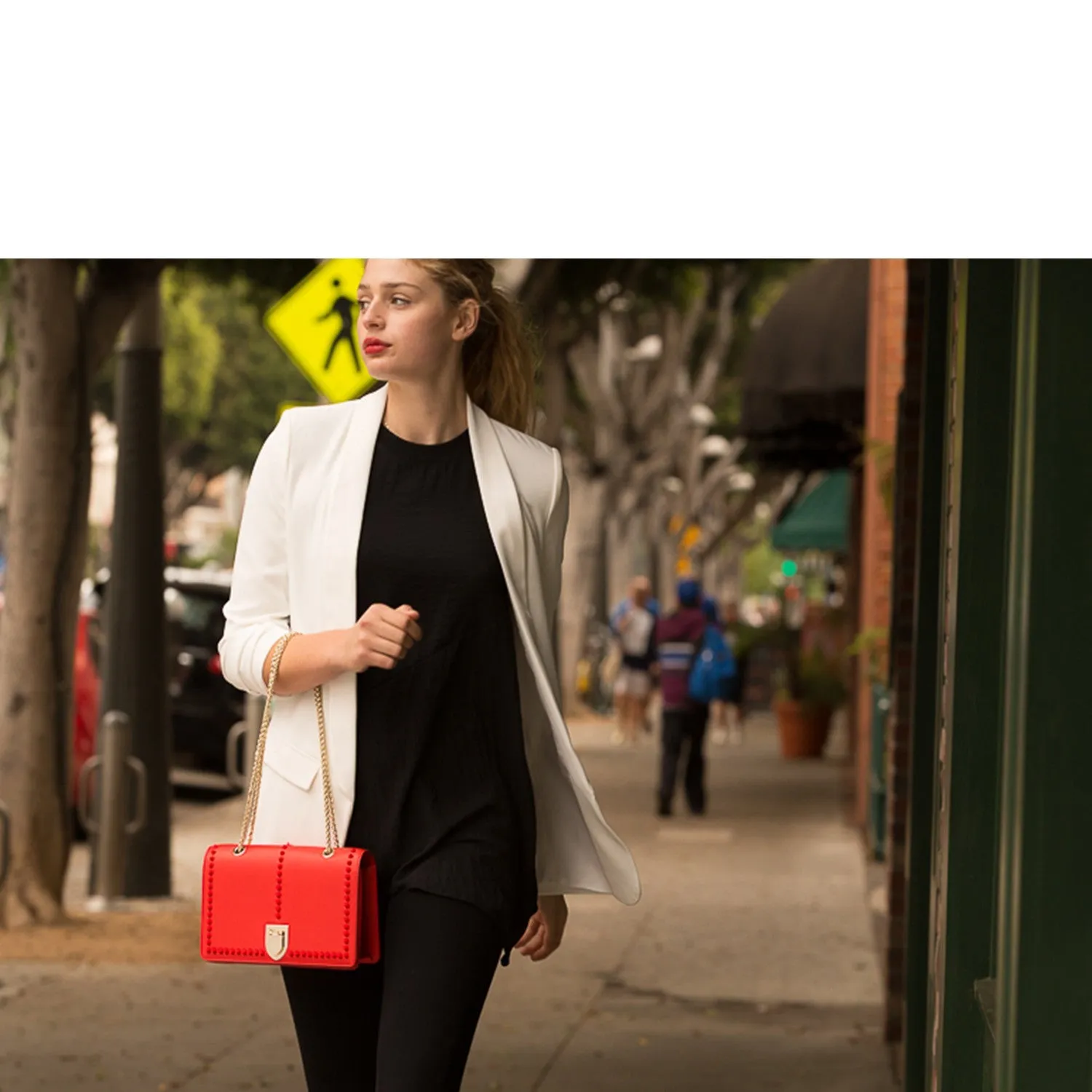 Josie Red Leather Purse With Chain