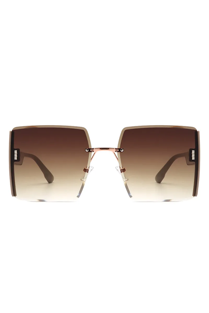 Lyris - Square Rimless Oversize Chic Women's Fashion Sunglasses