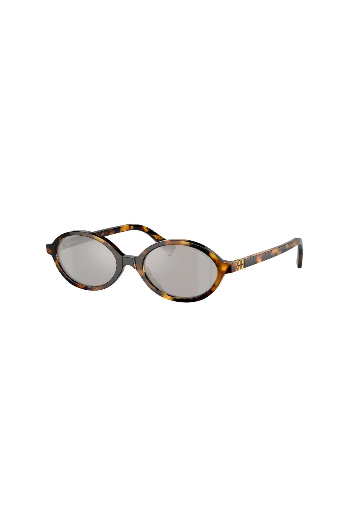 Miu Miu Oval Framed Sunglasses - Honey Havana/ Light Grey