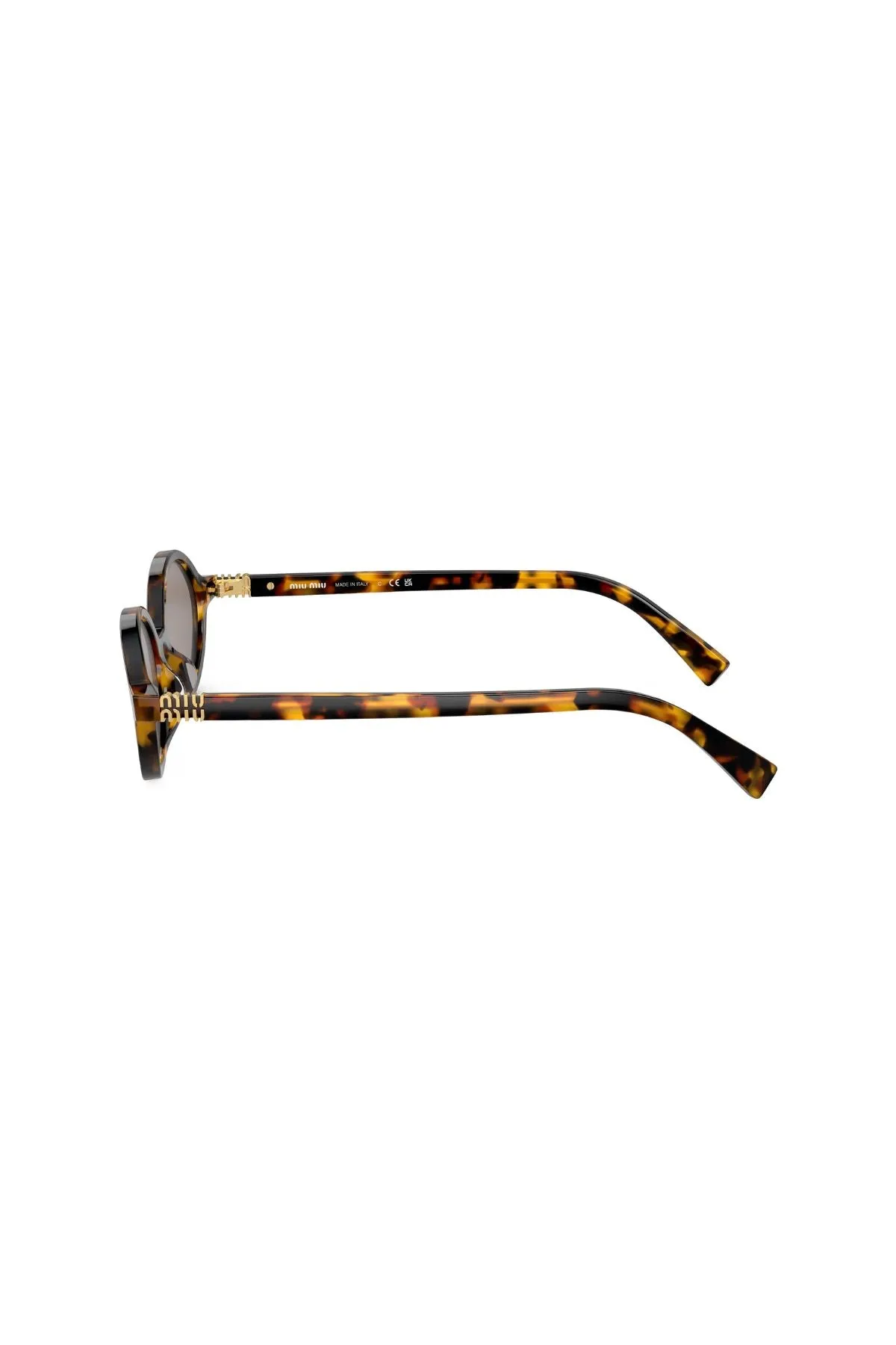 Miu Miu Oval Framed Sunglasses - Honey Havana/ Light Grey