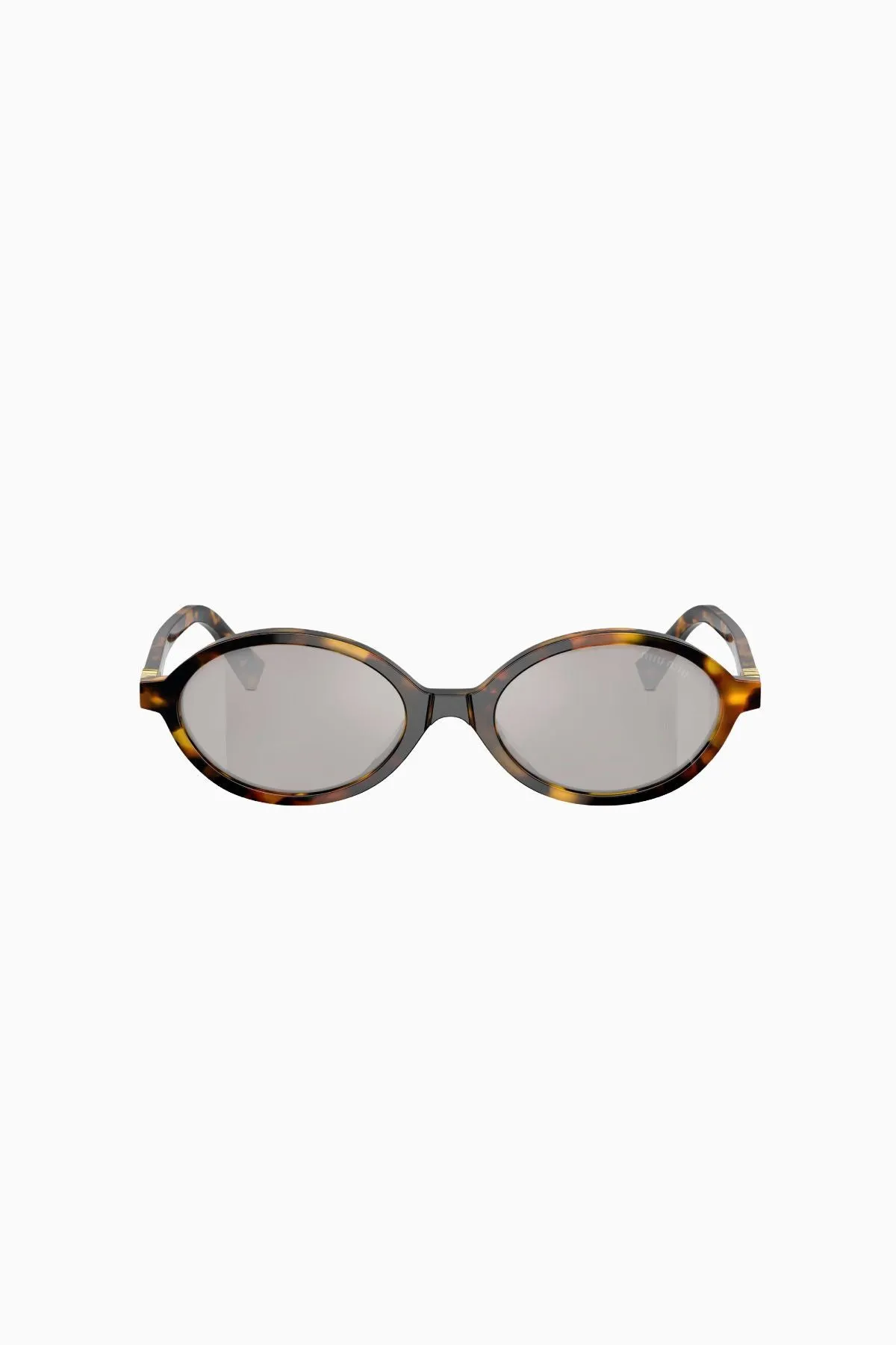 Miu Miu Oval Framed Sunglasses - Honey Havana/ Light Grey