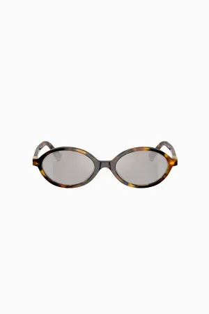 Miu Miu Oval Framed Sunglasses - Honey Havana/ Light Grey