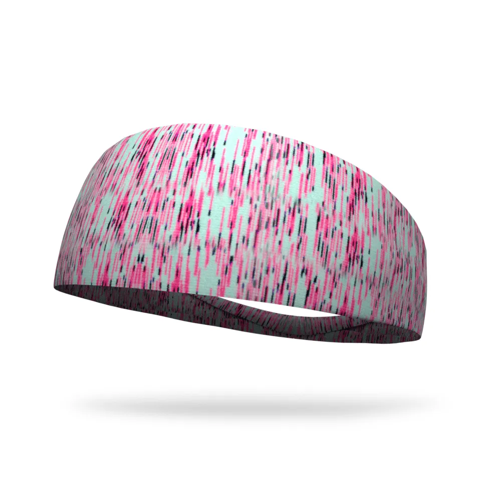 Neon Pink and Mint Static Organic Fashion Performance Headband - 4" and 3" Tapered