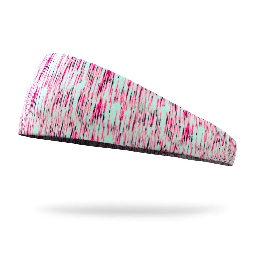 Neon Pink and Mint Static Organic Fashion Performance Headband - 4" and 3" Tapered