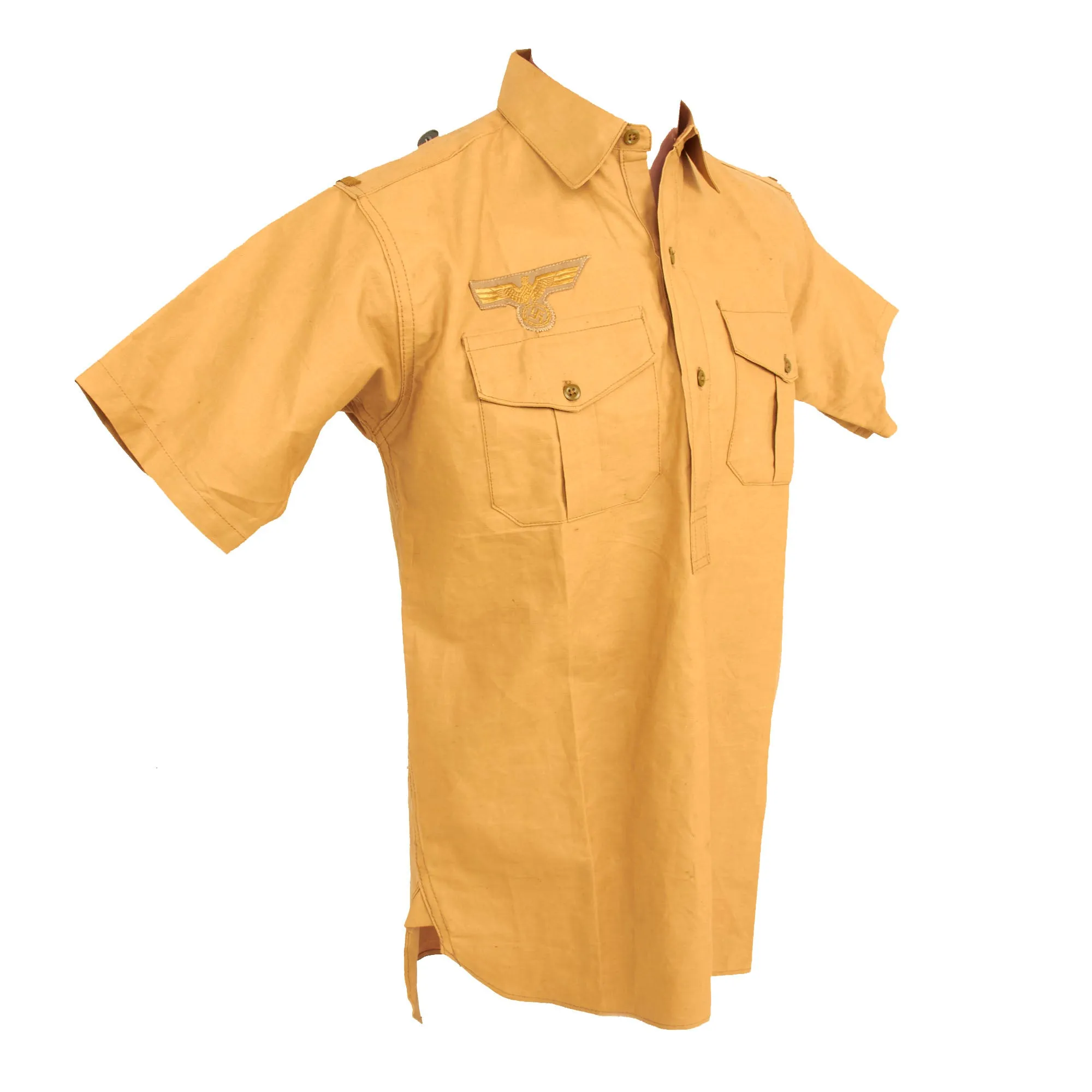 Original German WWII Kriegsmarine Tropical Coastal Artillery Short Sleeve Field Shirt - dated 1942
