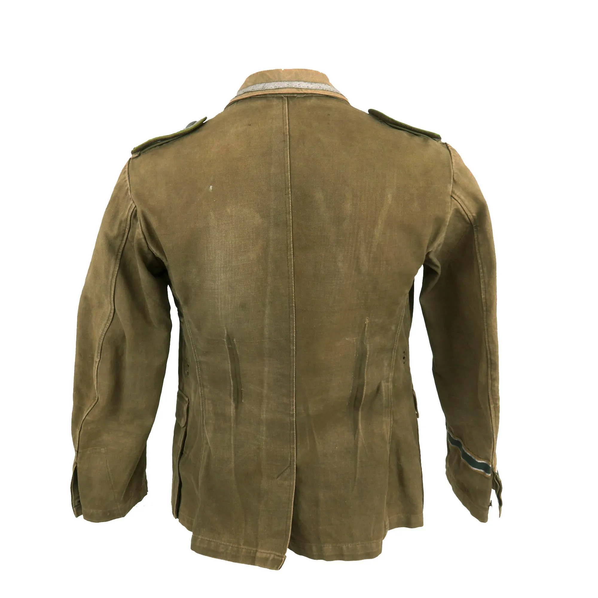 Original German WWII U.S. P.O.W. Afrika Korps Panzergrenadier NCO M41 Tropical Tunic with Post War Re-attached Insignia