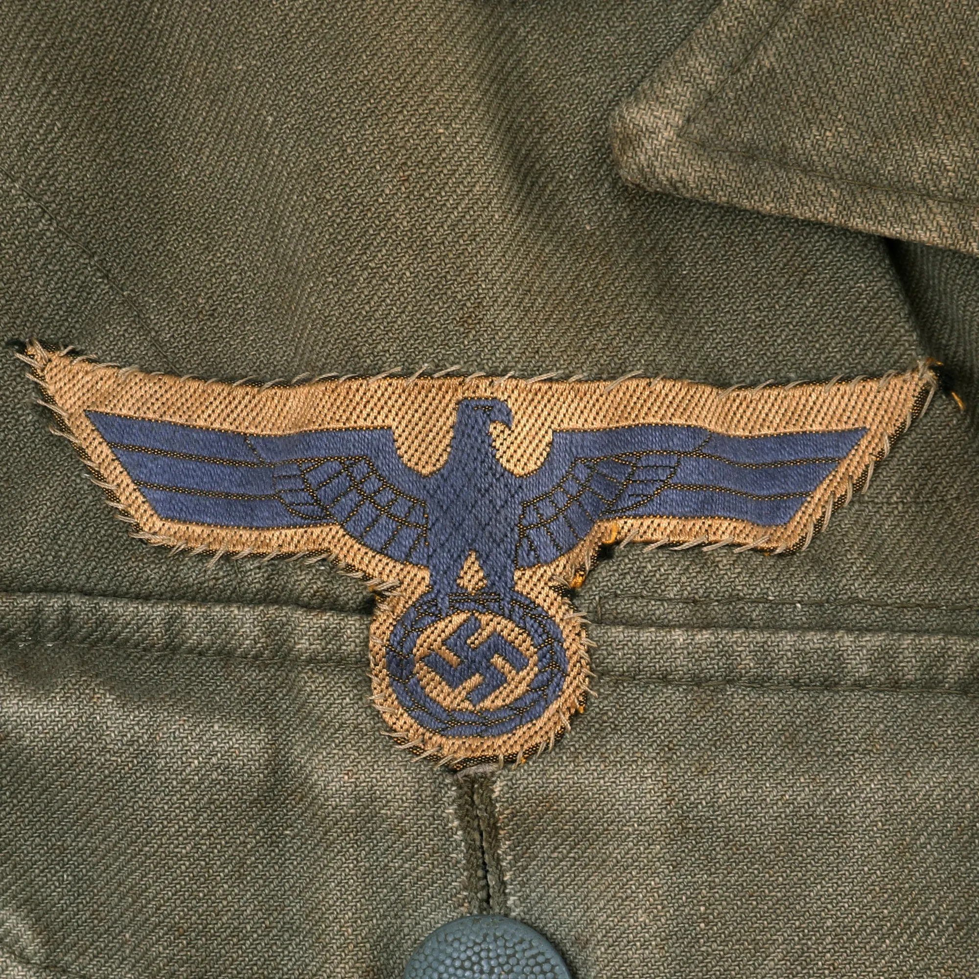 Original German WWII U.S. P.O.W. Afrika Korps Panzergrenadier NCO M41 Tropical Tunic with Post War Re-attached Insignia