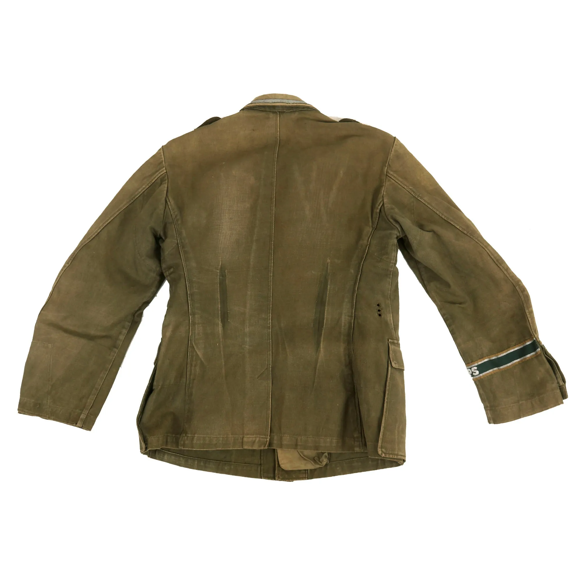 Original German WWII U.S. P.O.W. Afrika Korps Panzergrenadier NCO M41 Tropical Tunic with Post War Re-attached Insignia