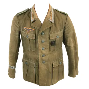 Original German WWII U.S. P.O.W. Afrika Korps Panzergrenadier NCO M41 Tropical Tunic with Post War Re-attached Insignia