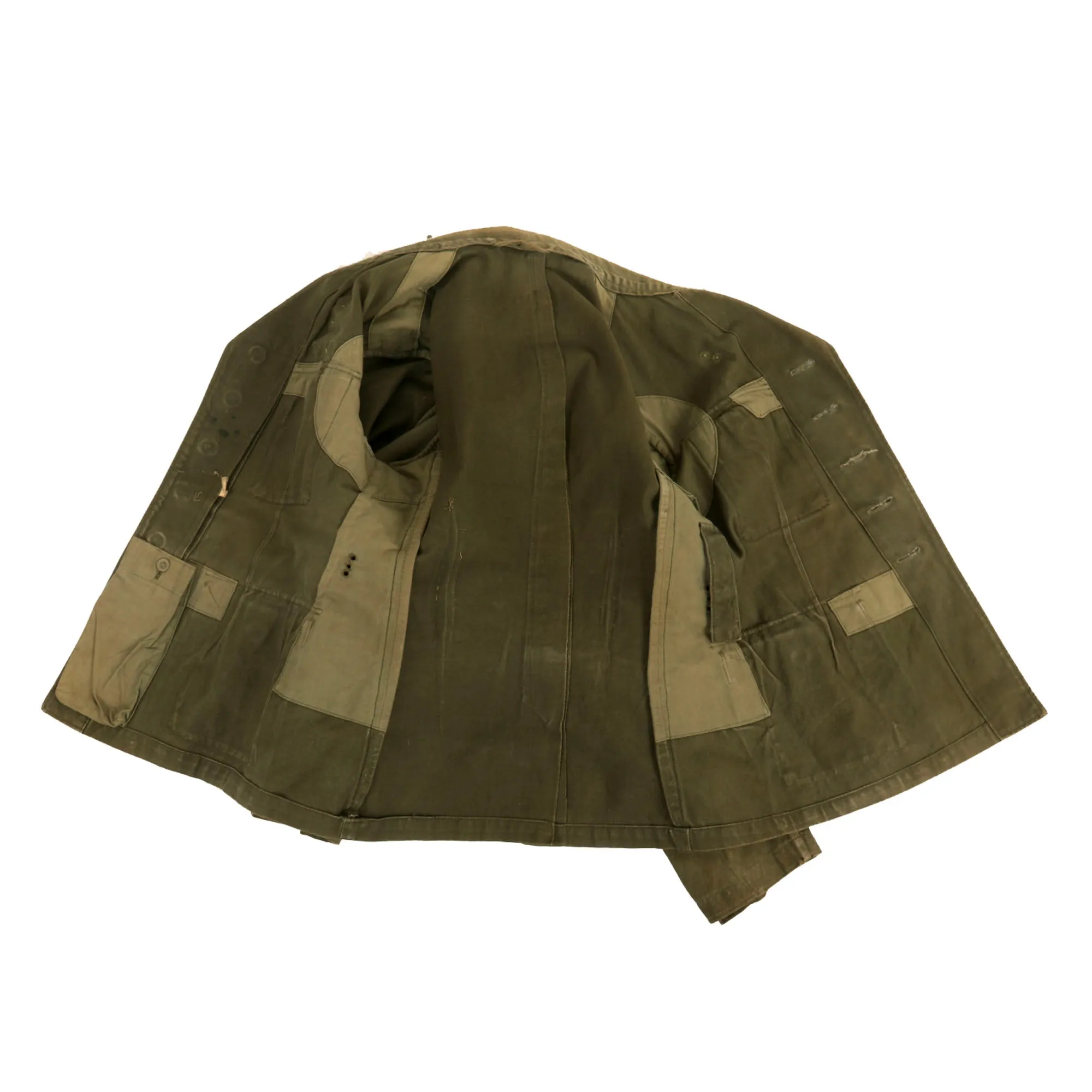 Original German WWII U.S. P.O.W. Afrika Korps Panzergrenadier NCO M41 Tropical Tunic with Post War Re-attached Insignia