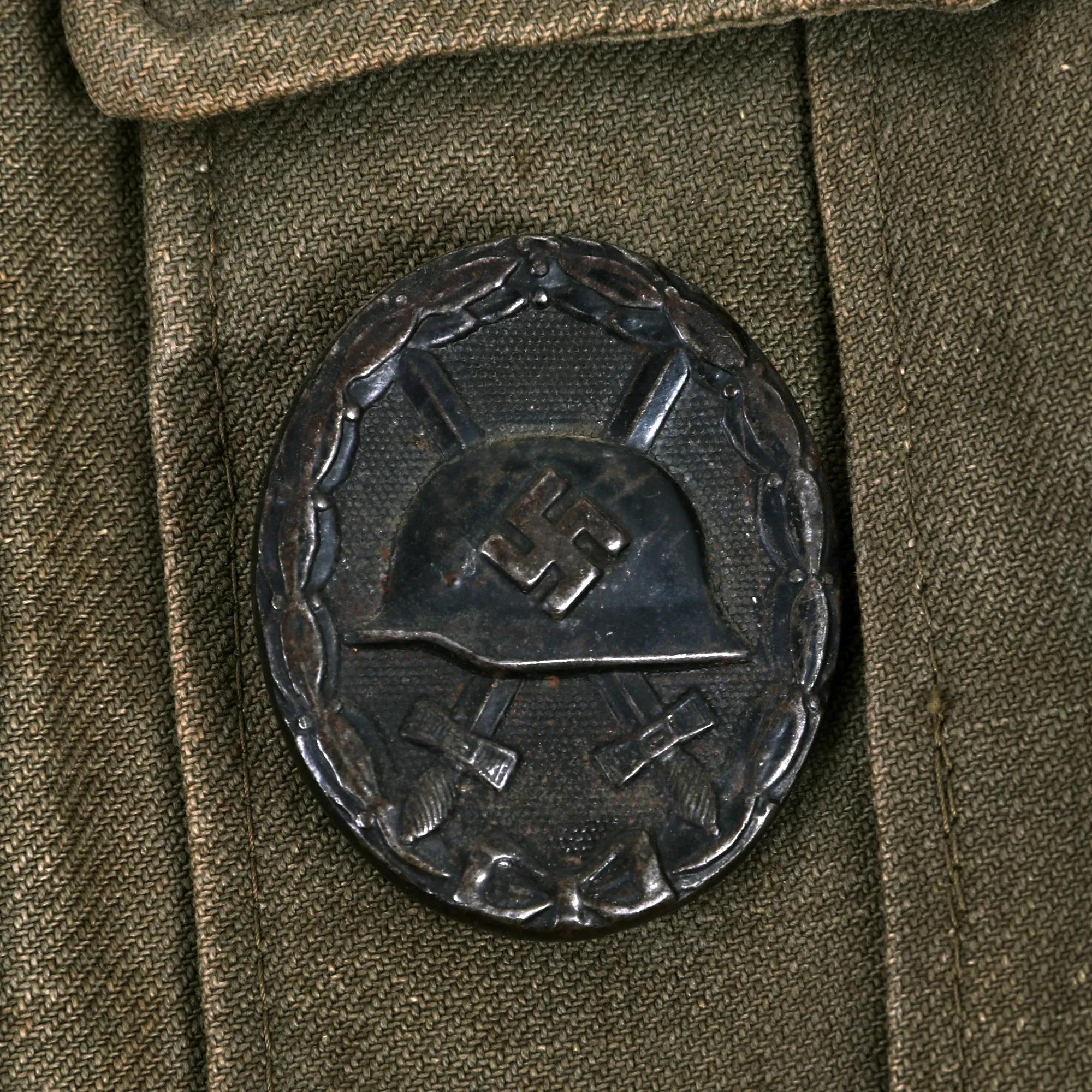 Original German WWII U.S. P.O.W. Afrika Korps Panzergrenadier NCO M41 Tropical Tunic with Post War Re-attached Insignia
