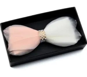 Pink Pearls Handmade Feather Bowtie