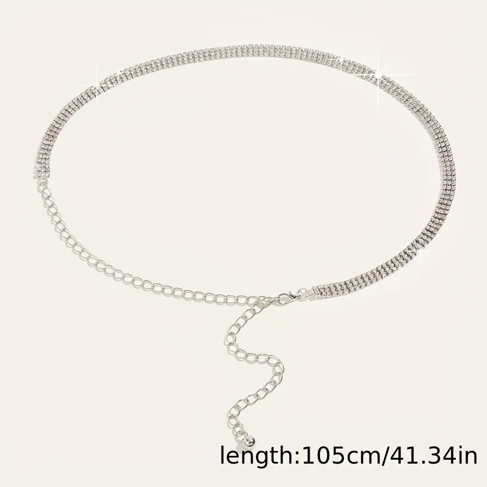 Rhinestone Metal Girdle Elegant SpringSummer Dress Chain Belt
