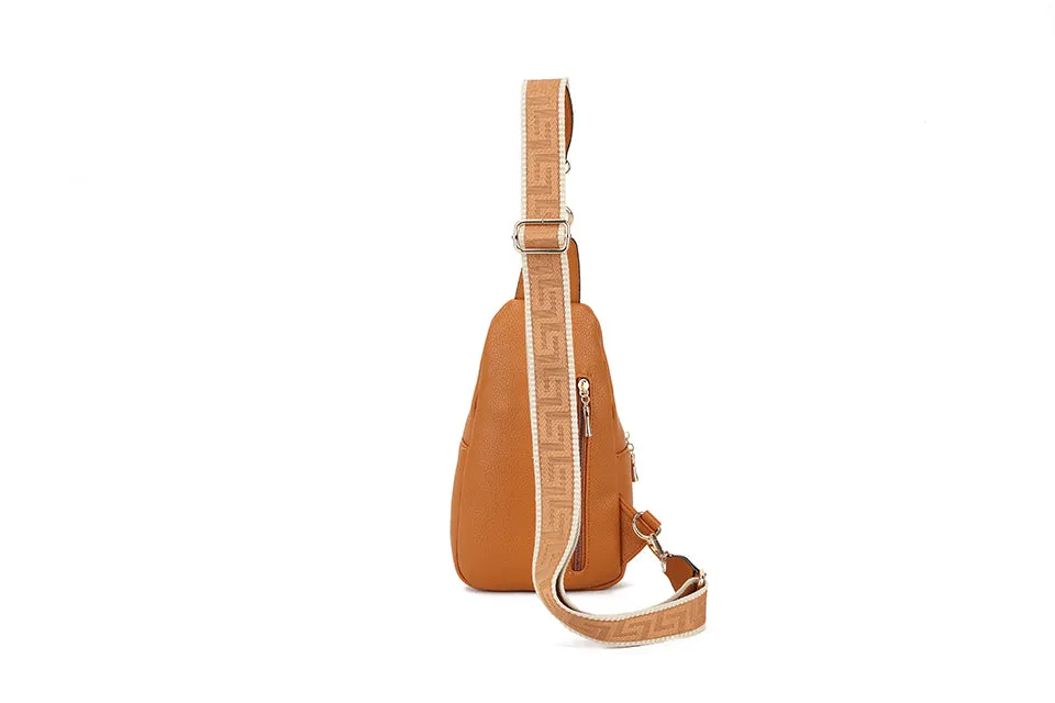 Sling Bags for Women Crossbody, Fanny Waist Packs, Trendy Chest Bag with Adjustable wide Strap - Stone