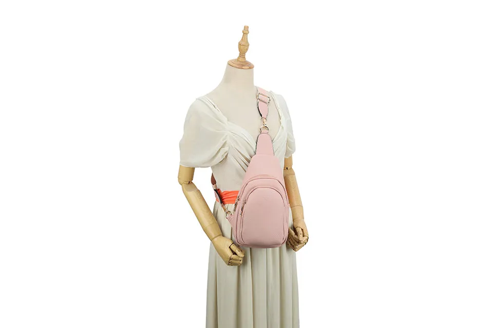 Sling Bags for Women Crossbody, Fanny Waist Packs, Trendy Chest Bag with Adjustable wide Strap - Stone