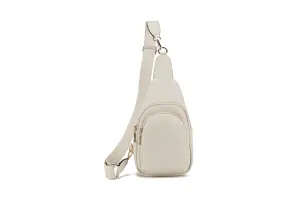 Sling Bags for Women Crossbody, Fanny Waist Packs, Trendy Chest Bag with Adjustable wide Strap - Stone