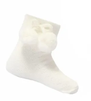 Soft Touch - ankle pompom socks cream