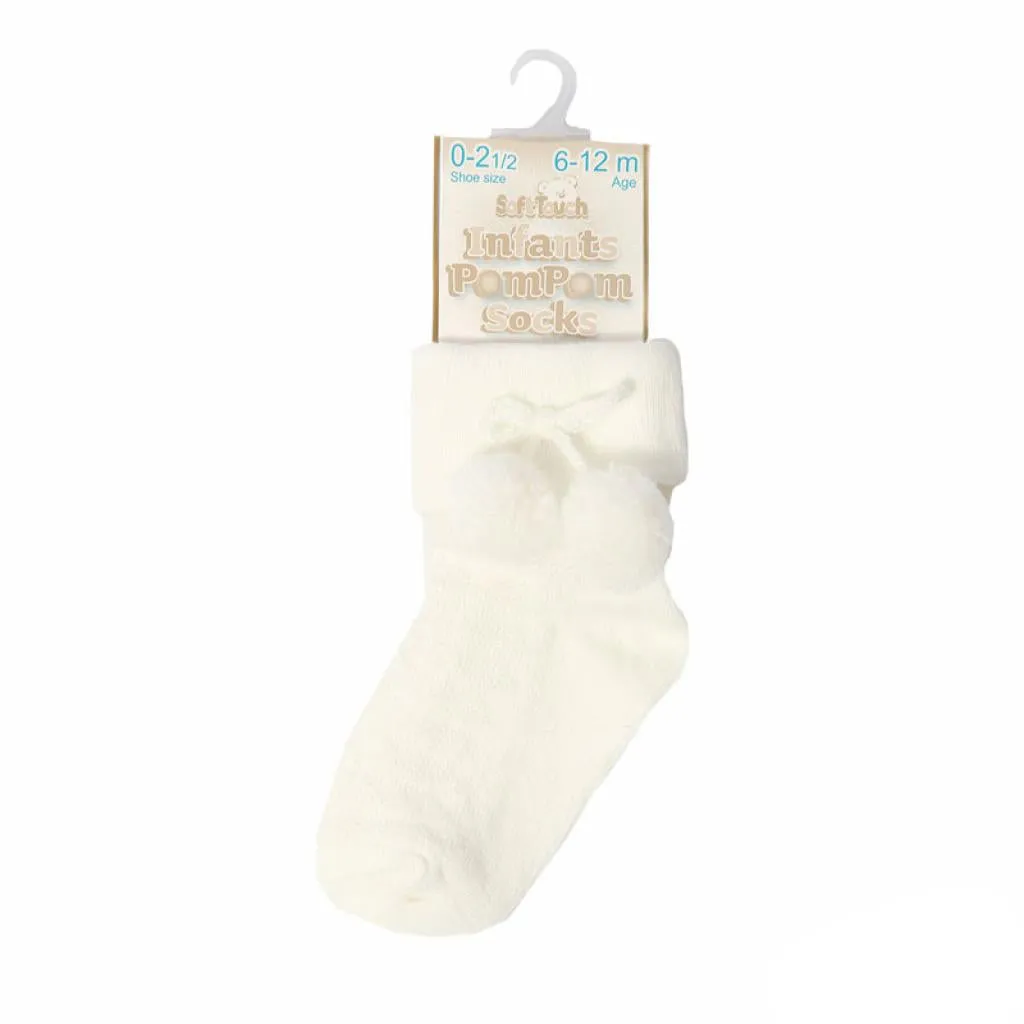 Soft Touch - ankle pompom socks cream