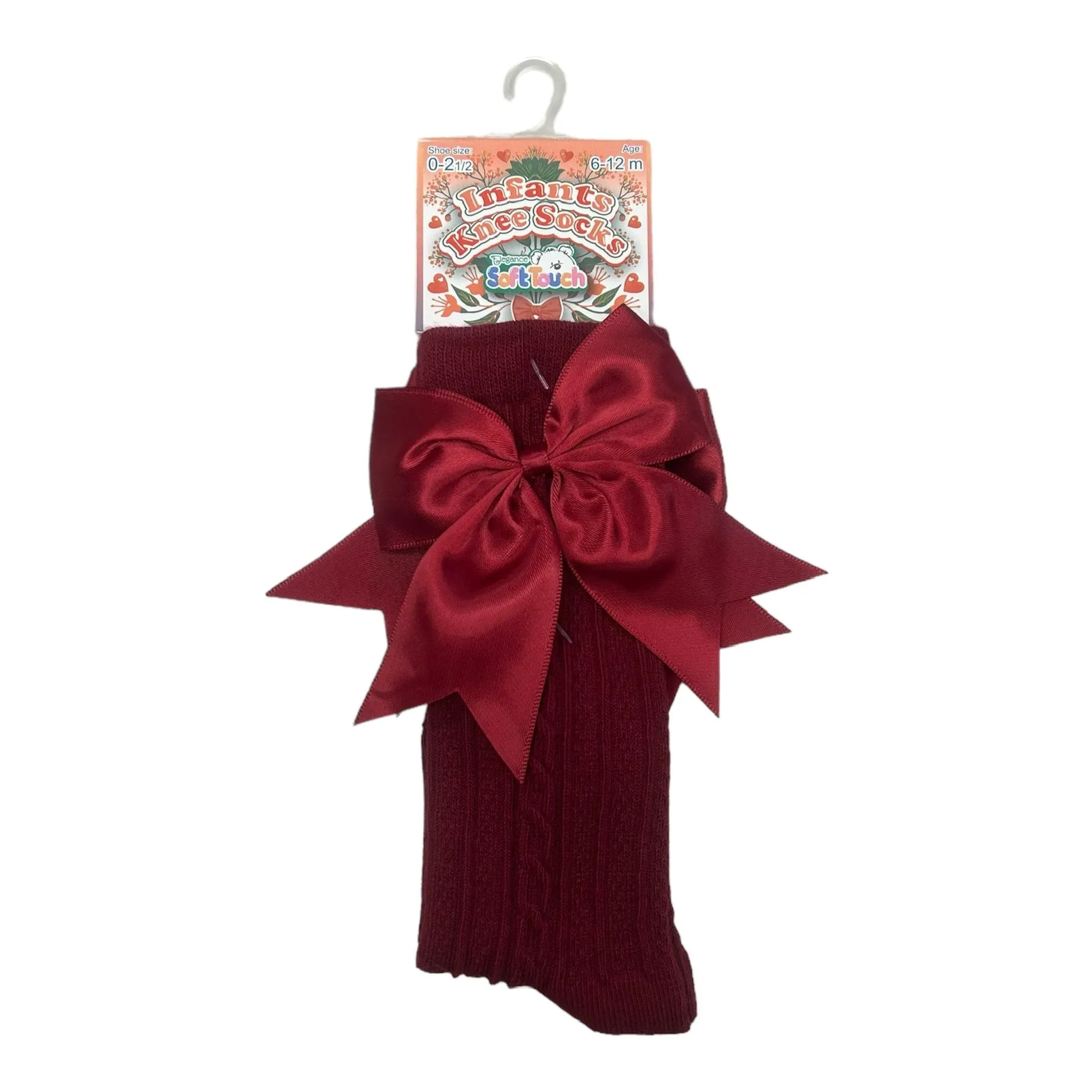 Soft Touch - long bow socks, deep red